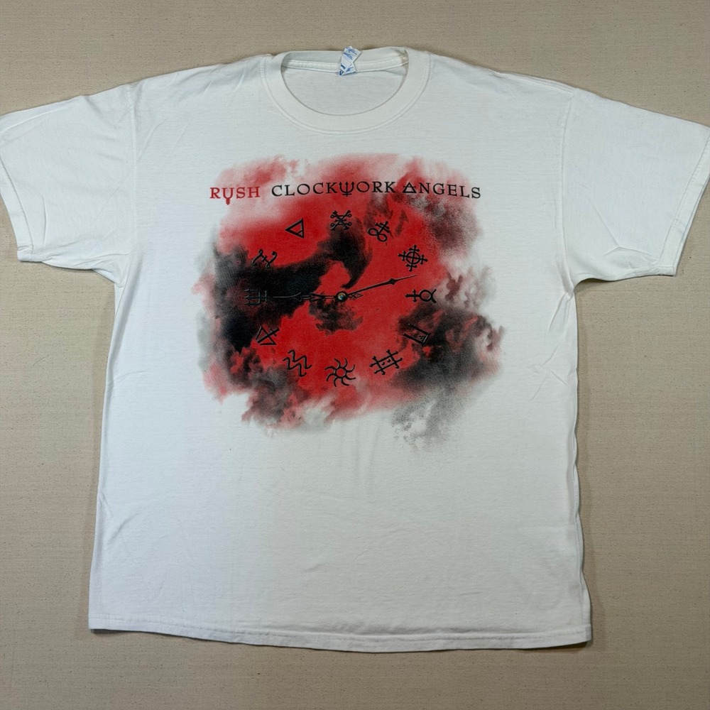 Rush Clockwork Angels Band T-Shirt Mens Large White Graphic Tee M&O Knits